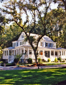 White exterior painted Southern home